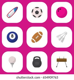 Set Of 9 Editable Lifestyle Icons. Includes Symbols Such As Golf-Course, Badminton, Gir And More. Can Be Used For Web, Mobile, UI And Infographic Design.