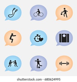 Set Of 9 Editable Lifestyle Icons. Includes Symbols Such As Sportsman, Balance, Fight And More. Can Be Used For Web, Mobile, UI And Infographic Design.