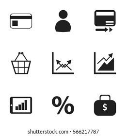 Set Of 9 Editable Logical Icons. Includes Symbols Such As Progress, Schema, Bank Payment And More. Can Be Used For Web, Mobile, UI And Infographic Design.