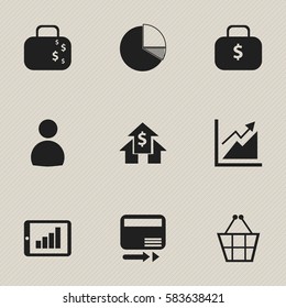 Set Of 9 Editable Logical Icons. Includes Symbols Such As User, Circle Diagram, Progress And More. Can Be Used For Web, Mobile, UI And Infographic Design.