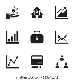 Set Of 9 Editable Logical Icons. Includes Symbols Such As Graph Information, Schema, Progress And More. Can Be Used For Web, Mobile, UI And Infographic Design.
