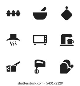 Set Of 9 Editable Meal Icons. Includes Symbols Such As Drink Maker, Kitchen Hood, Agitator And More. Can Be Used For Web, Mobile, UI And Infographic Design.