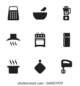 Set Of 9 Editable Meal Icons. Includes Symbols Such As Pot-Holder, Agitator, Soup And More. Can Be Used For Web, Mobile, UI And Infographic Design.