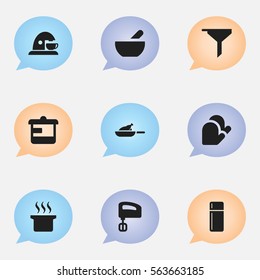 Set Of 9 Editable Meal Icons. Includes Symbols Such As Soup, Soup Pot, Cup And More. Can Be Used For Web, Mobile, UI And Infographic Design.