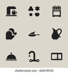 Set Of 9 Editable Meal Icons. Includes Symbols Such As Salver, Grill, Sideboard And More. Can Be Used For Web, Mobile, UI And Infographic Design.