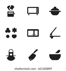 Set Of 9 Editable Meal Icons. Includes Symbols Such As Shortcake, Sideboard, Crusher And More. Can Be Used For Web, Mobile, UI And Infographic Design.