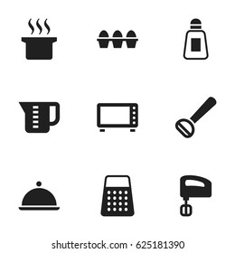 Set Of 9 Editable Meal Icons. Includes Symbols Such As Mensural, Soup Pot, Agitator And More. Can Be Used For Web, Mobile, UI And Infographic Design.