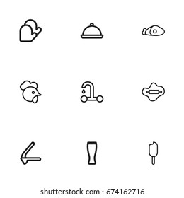 Set Of 9 Editable Meal Icons. Includes Symbols Such As Tray, Cock, Beef And More. Can Be Used For Web, Mobile, UI And Infographic Design.
