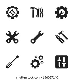 Set Of 9 Editable Mechanic Icons. Includes Symbols Such As Wrench, Screwdriver, Maintenance And More. Can Be Used For Web, Mobile, UI And Infographic Design.
