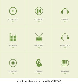 Set Of 9 Editable Media Icons. Includes Symbols Such As Cd, Timpano, Call Center And More. Can Be Used For Web, Mobile, UI And Infographic Design.