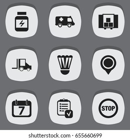 Set Of 9 Editable Mixed Icons. Includes Symbols Such As Stop, Emergency, Protein And More. Can Be Used For Web, Mobile, UI And Infographic Design.