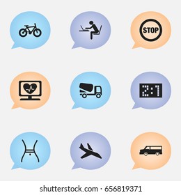 Set Of 9 Editable Mixed Icons. Includes Symbols Such As Stop, Programmer, Result And More. Can Be Used For Web, Mobile, UI And Infographic Design.