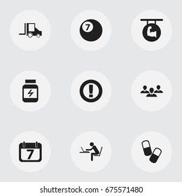 Set Of 9 Editable Mixed Icons. Includes Symbols Such As Protein, Biceps, Date Block And More. Can Be Used For Web, Mobile, UI And Infographic Design.