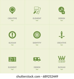 Set Of 9 Editable Mixed Icons. Includes Symbols Such As Position, Finding Solution, Heartbeat And More. Can Be Used For Web, Mobile, UI And Infographic Design.