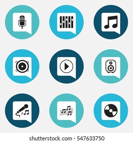 Set Of 9 Editable Mp3 Icons. Includes Symbols Such As Karaoke, Music, Microphone And More. Can Be Used For Web, Mobile, UI And Infographic Design.