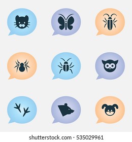 Set Of 9 Editable Nature Icons. Includes Symbols Such As Bug, Arachind, Cockroach And More. Can Be Used For Web, Mobile, UI And Infographic Design.