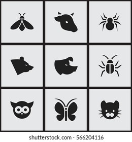 Set Of 9 Editable Nature Icons. Includes Symbols Such As Bull, Arachind, Honey And More. Can Be Used For Web, Mobile, UI And Infographic Design.