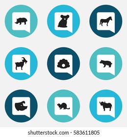 Set Of 9 Editable Nature Icons. Includes Symbols Such As Ox, Sow, Wildlife Castor And More. Can Be Used For Web, Mobile, UI And Infographic Design.