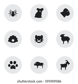 Set Of 9 Editable Nature Icons. Includes Symbols Such As Livestock, Australian Bear, Lamb And More. Can Be Used For Web, Mobile, UI And Infographic Design.
