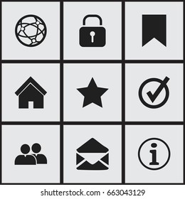 Set Of 9 Editable Network Icons. Includes Symbols Such As Approved, Home, Group And More. Can Be Used For Web, Mobile, UI And Infographic Design.