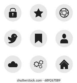 Set Of 9 Editable Network Icons. Includes Symbols Such As Profile, Network, Tag And More. Can Be Used For Web, Mobile, UI And Infographic Design.