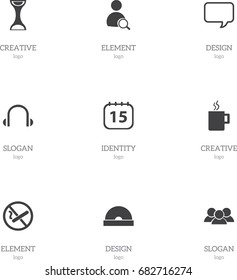 Set Of 9 Editable Office Icons. Includes Symbols Such As Message Bubble, Search, Mug And More. Can Be Used For Web, Mobile, UI And Infographic Design.