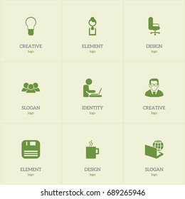 Set Of 9 Editable Office Icons. Includes Symbols Such As Globe, Mug, Professor And More. Can Be Used For Web, Mobile, UI And Infographic Design.