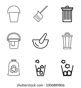 set of 9 editable outline icons such as bucket
