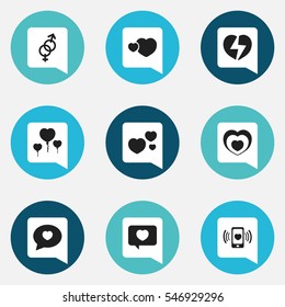 Set Of 9 Editable Passion Icons. Includes Symbols Such As Heartbeat, Divorce, Dear And More. Can Be Used For Web, Mobile, UI And Infographic Design.