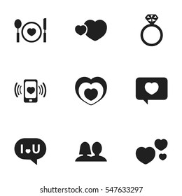 Set Of 9 Editable Passion Icons. Includes Symbols Such As Affection Mail, Wedlock, Darling And More. Can Be Used For Web, Mobile, UI And Infographic Design.