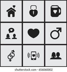 Set Of 9 Editable Passion Icons. Includes Symbols Such As Soul, Home, Matrimony And More. Can Be Used For Web, Mobile, UI And Infographic Design.