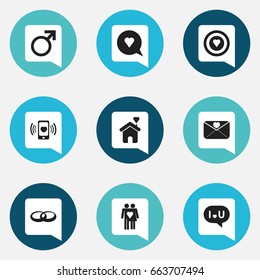 Set Of 9 Editable Passion Icons. Includes Symbols Such As Confession, Dartboard, Male Sign And More. Can Be Used For Web, Mobile, UI And Infographic Design.