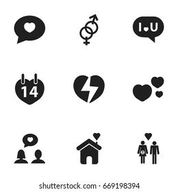 Set Of 9 Editable Passion Icons. Includes Symbols Such As Dear, Divorce, Confession And More. Can Be Used For Web, Mobile, UI And Infographic Design.