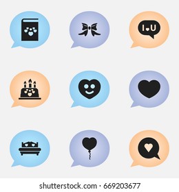 Set Of 9 Editable Passion Icons. Includes Symbols Such As Happy, Mattress, Soul And More. Can Be Used For Web, Mobile, UI And Infographic Design.