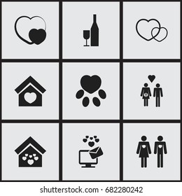 Set Of 9 Editable Passion Icons. Includes Symbols Such As Building, Like, Shape And More. Can Be Used For Web, Mobile, UI And Infographic Design.