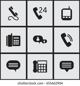 Set Of 9 Editable Phone Icons. Includes Symbols Such As Talking, Home Cellphone, Chat And More. Can Be Used For Web, Mobile, UI And Infographic Design.
