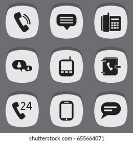 Set Of 9 Editable Phone Icons. Includes Symbols Such As Transceiver, Comment, Tablet And More. Can Be Used For Web, Mobile, UI And Infographic Design.