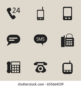 Set Of 9 Editable Phone Icons. Includes Symbols Such As Transceiver, Comment, Message And More. Can Be Used For Web, Mobile, UI And Infographic Design.
