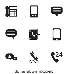 Set Of 9 Editable Phone Icons. Includes Symbols Such As Forum, Calling Device, Smartphone And More. Can Be Used For Web, Mobile, UI And Infographic Design.
