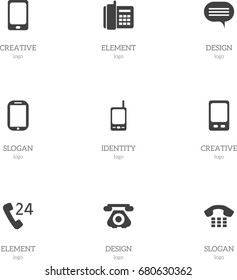 Set Of 9 Editable Phone Icons. Includes Symbols Such As Tablet, Forum, Home Cellphone And More. Can Be Used For Web, Mobile, UI And Infographic Design.