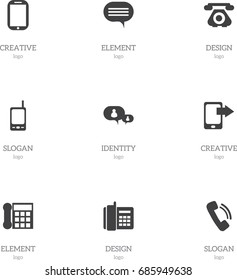 Set Of 9 Editable Phone Icons. Includes Symbols Such As Talking, Home Cellphone, Radio Talkie And More. Can Be Used For Web, Mobile, UI And Infographic Design.