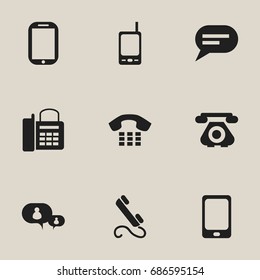 Set Of 9 Editable Phone Icons. Includes Symbols Such As Smartphone, Telecommunication, Call And More. Can Be Used For Web, Mobile, UI And Infographic Design.