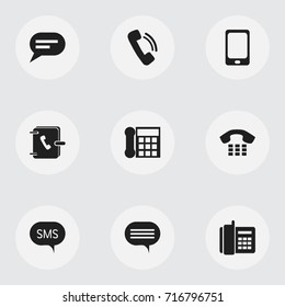 Set Of 9 Editable Phone Icons. Includes Symbols Such As Talking, Call, Comment And More. Can Be Used For Web, Mobile, UI And Infographic Design.