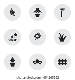 Set Of 9 Editable Planting Icons. Includes Symbols Such As Medical Herb, Seeds Packet, Daffodils And More. Can Be Used For Web, Mobile, UI And Infographic Design.