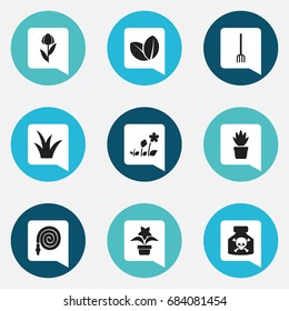 Set Of 9 Editable Planting Icons. Can Be Used For Web, Mobile, UI And Infographic Design.