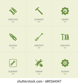 Set Of 9 Editable Repair Icons. Includes Symbols Such As Maintenance, Screwdriver, Fix Tool And More. Can Be Used For Web, Mobile, UI And Infographic Design.
