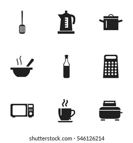 Set Of 9 Editable Restaurant Icons. Includes Symbols Such As Kitchen Shovel, Bowl, Grater And More. Can Be Used For Web, Mobile, UI And Infographic Design.