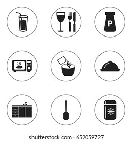 Set Of 9 Editable Restaurant Icons. Includes Symbols Such As Spatula, Powdered, Dish And More. Can Be Used For Web, Mobile, UI And Infographic Design.