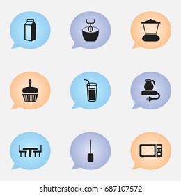 Set Of 9 Editable Restaurant Icons. Includes Symbols Such As Stir, Muffin, Spatula And More. Can Be Used For Web, Mobile, UI And Infographic Design.