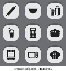 Set Of 9 Editable Restaurant Icons. Includes Symbols Such As Grater, Cookware, Cooking And More. Can Be Used For Web, Mobile, UI And Infographic Design.